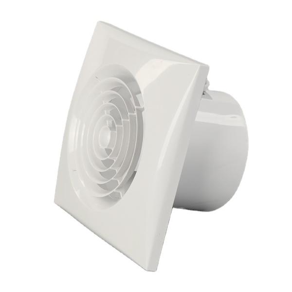 Ventilador de extração de ar axial montado na parede do banheiro em branco/preto