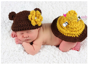 brown Small raccoon Photography Prop Crochet Hats Animal Hat Cap animal costume set