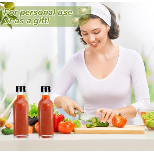 750 мл круглая стеклянная бутылка с оливковым маслом с черной винтовой крышкой и прозрачной