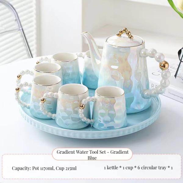 1300ml Volume Pink Pearl Shell Ceramic Coffee Mug and Saucer Set with Modern Chic Design