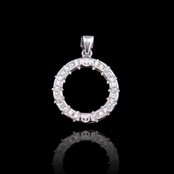 CZ Sterling Silver Round Pendant , Pendant 925 Collections Jewelry