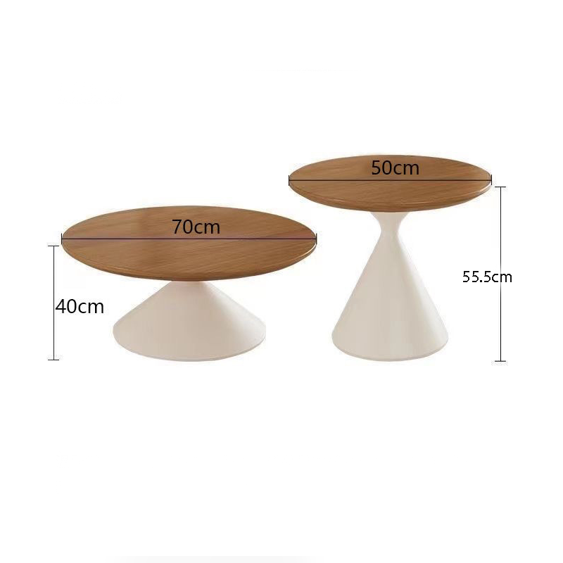 Creative Cream-Style Round Wood and Metal Tea/Coffee Table Minimalist Mobile Sofa Side Table for Small Spaces Home Living Room