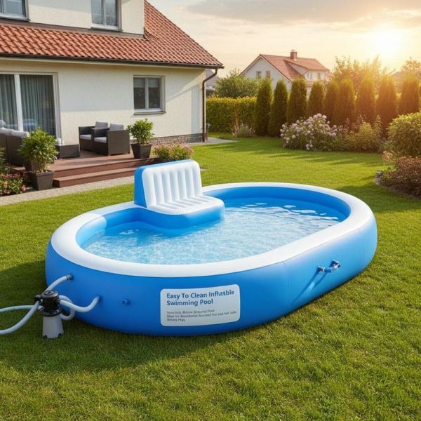 Easy To Clean Spacious PVC Swimming Pool with Customizable Dimensions for Backyard Fun
