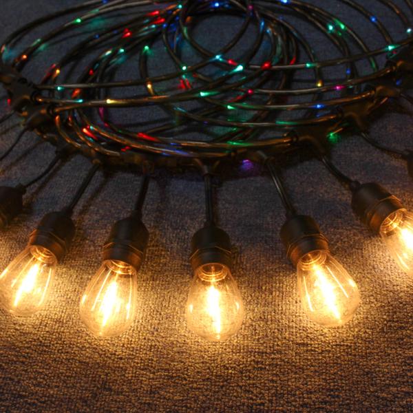 48ft S14 String Light 15PCS E27 LED Retro Edison Filament Bulb Outdoor Street Garden Patio Holiday Garland Festoon Lights