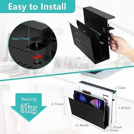 Convenient Laptop Holder for Desk Organizer No Drill Under Desk Drawer Clamp on Shelf