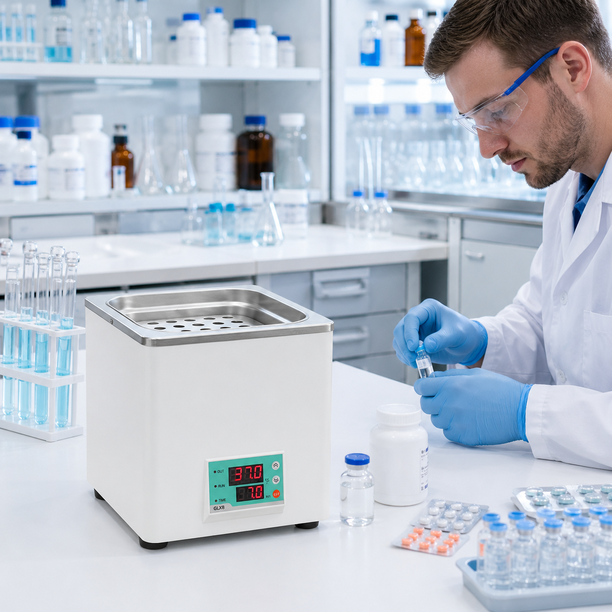 Cenlee Digital Constant Temperature Water Bath 300W Laboratory Heating Bath for Medical Sample Incubation and Testing