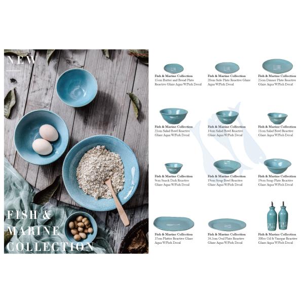 8 Inch 20cm Aqua Blue Ceramic Stoneware Dinnerware Sets