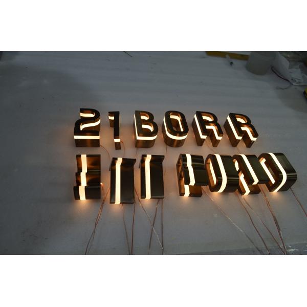 Bronze / Brass Edge Lit Acrylic Letters Stainless Steel UL Approved