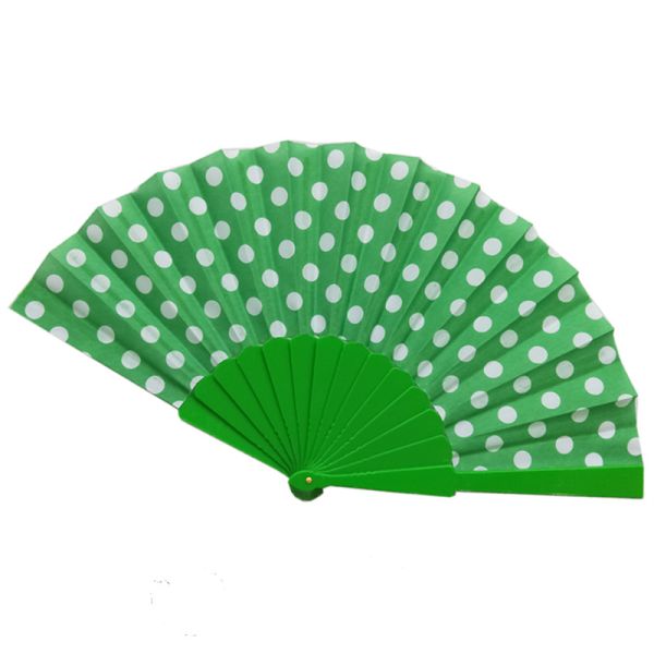 Portable Custom Promotional Polka Dot Hand Fans Folding Plastic Ribs Hand Held Fan