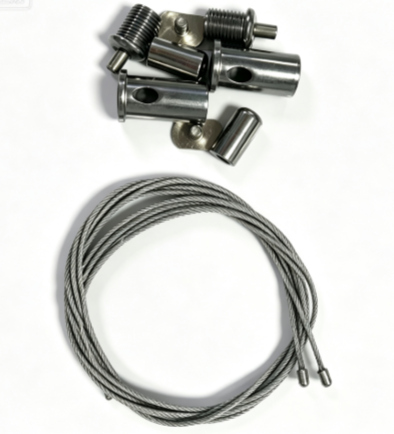 Linear / Pendant Lighting 1.5mm PVC Coated Galvanized Steel Wire Rope with Cylindrical End Stops Suspension Cable