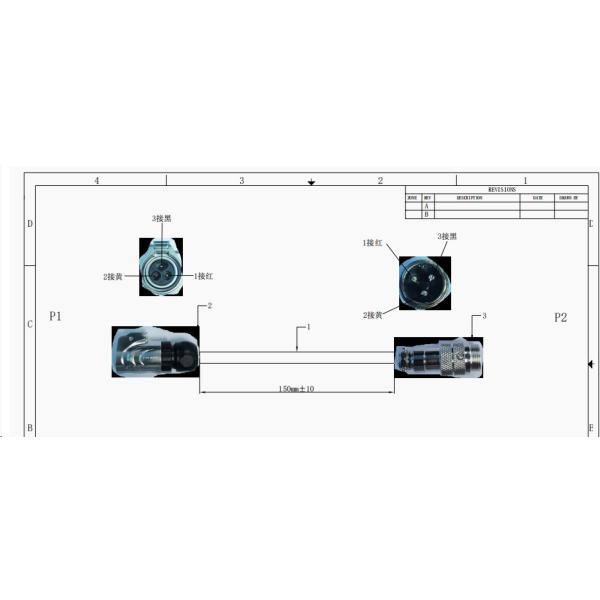 Кабельная проводка LP-16-C03PE-03-001 соединителя AWM2464 штепсельной вилки авиации ядра GX16 3