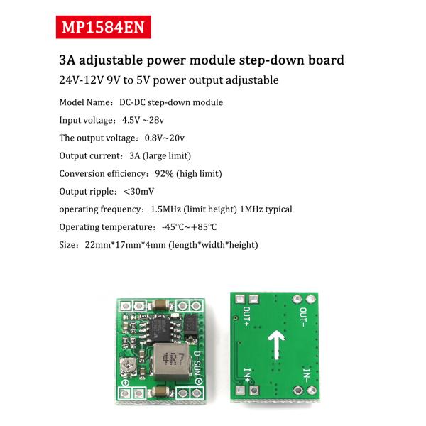 MP1584EN 3A Adjustable DC-DC Step-Down Module for Wide Temperature Range and Industrial