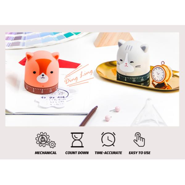 Countdown Cute Kitchen Timer , 72g Animal Kitchen Timer 7*7*8cm
