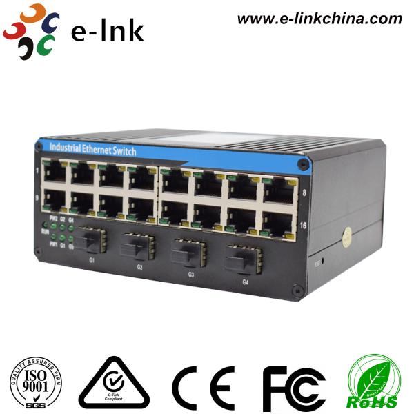 o porto 16 10/100Base-T + 4 move o interruptor industrial dos ethernet de 1000BASE SFP