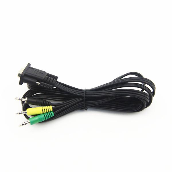 RS232 Serial DB15 D Sub 15 Cable 3*3.5MM VGA Male To Male Cable