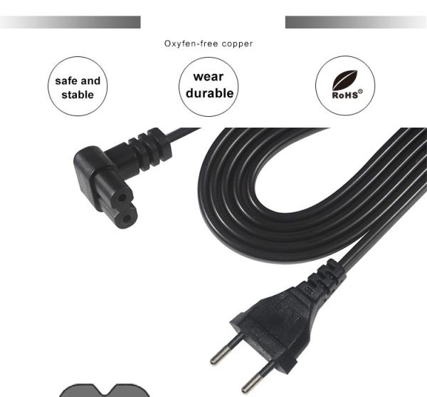 2.5A EU Schuko to C7 Power Cord 1.8M PVC Industrial Cable