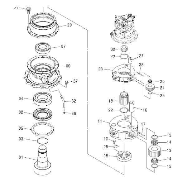 ZX330-3 ZX330-5G Excavator Swing Gearbox 9236591 9258610 Swing Reducer