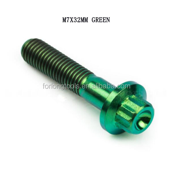 6AL-4V GR5 DIN Standard M7*32 12 Point Flange Head Titanium Split Rim Bolt for BBS and Durable Design