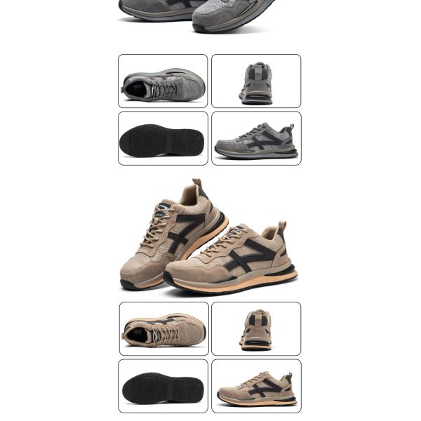 Zapatos de seguridad de construcción OEM con piel de cerdo y malla superior con opciones de logotipo personalizado