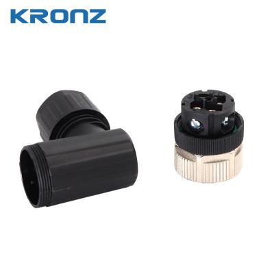 Connecteur circulaire M12 A codé, câblage sur site, sortie de câble angulaire, raccordement à vis