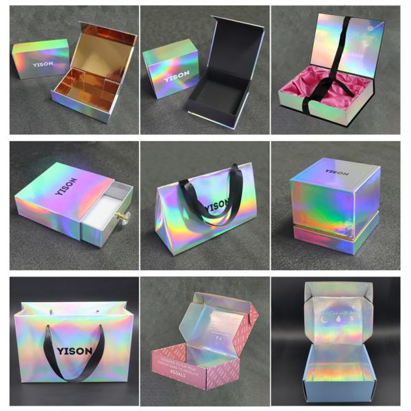 Luxury Glitter Iridescent Paper Cosmetic Gift Packaging Boxes
