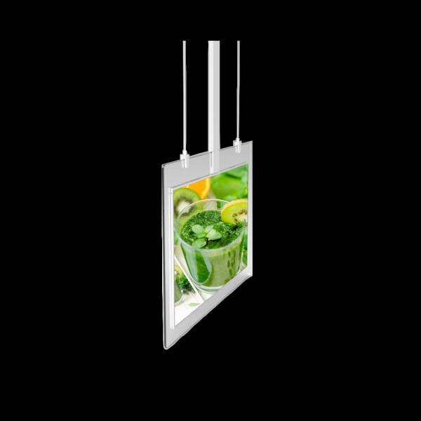 55 Inch Ultra-Thin Double-Sided Transparent Digital Poster 4K Roof-Hanging Android/Windows OS Compatible Elevator Wayfinding