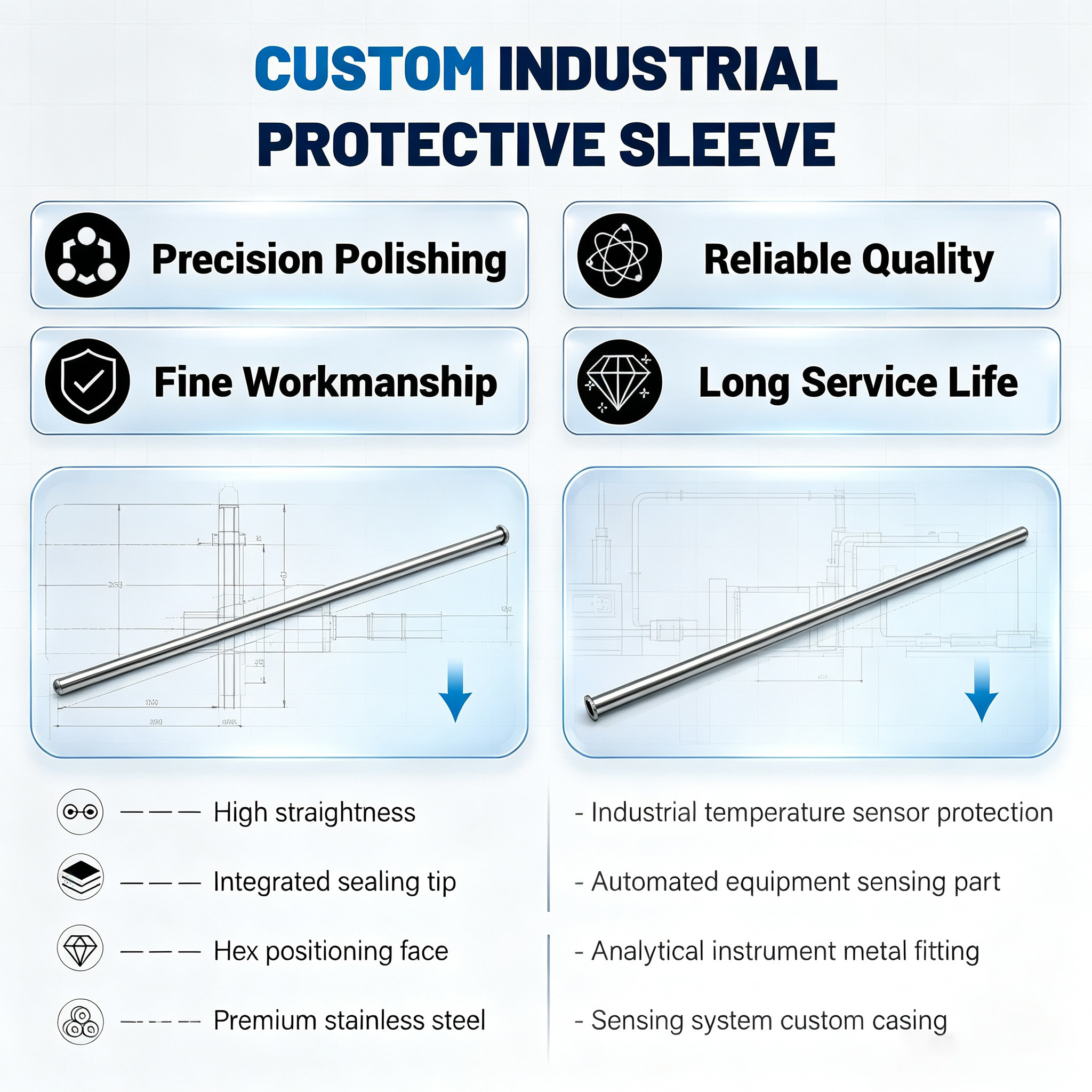 Customized Stainless Steel Sensor Probe With Precision Industrial Detection