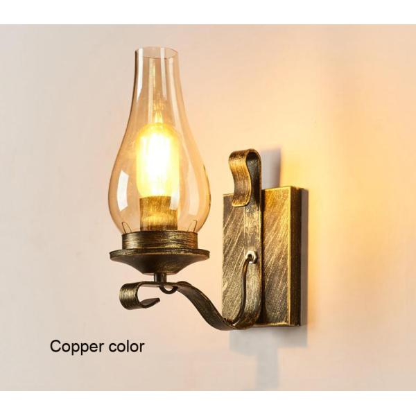 Retro industrial light iron wall lamp creative restaurant corridor bedroom bedside glass wall light (WH-VR-40)