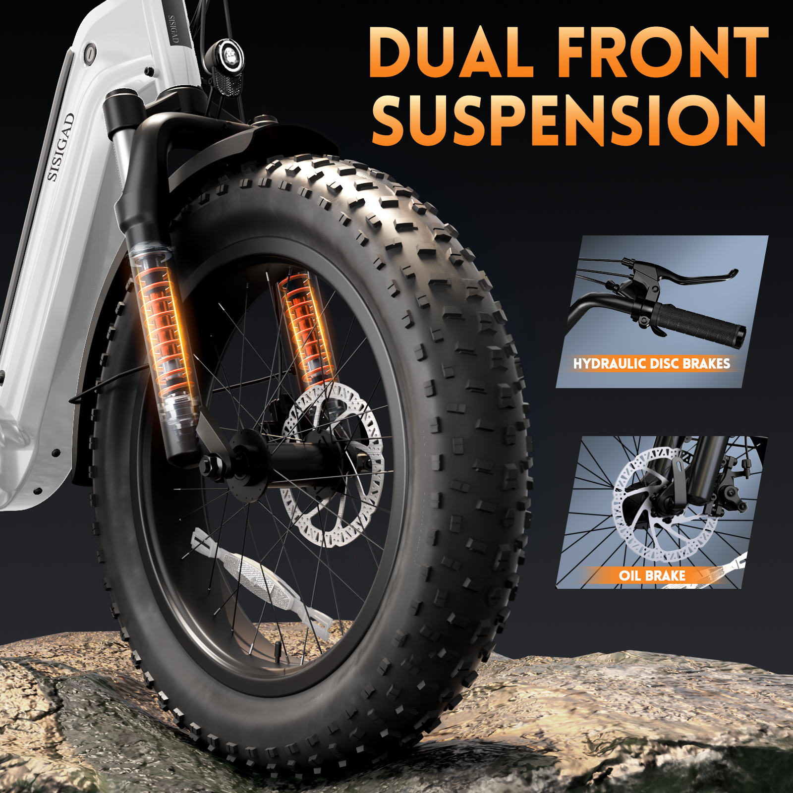 Cargao 20''*3.0 1500W Full Suspension Electric Bike Moped-style 48v 1500W Brushless Power Supply 48v Lithium Battery Fat Tire