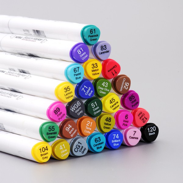 60 Colors Double Head Oily Fiber Tip Wear-resistant Color Markers Permanent China Marker Set