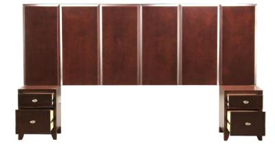 Walnut wood veneer wooden king size headboard with night stands of hotel bedroom furniture,hospitality casegoods