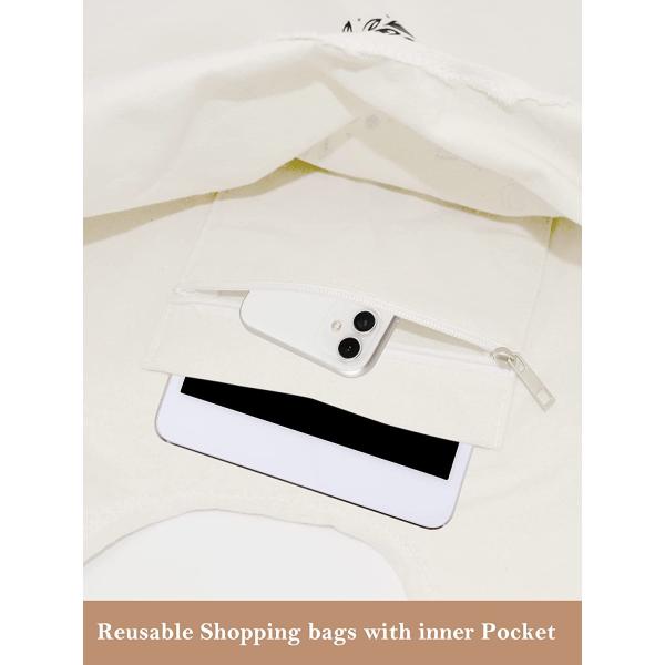 Women'S  Large Canvas Tote Bag Reusable 5.91 x 4.45 x 3.7 inches