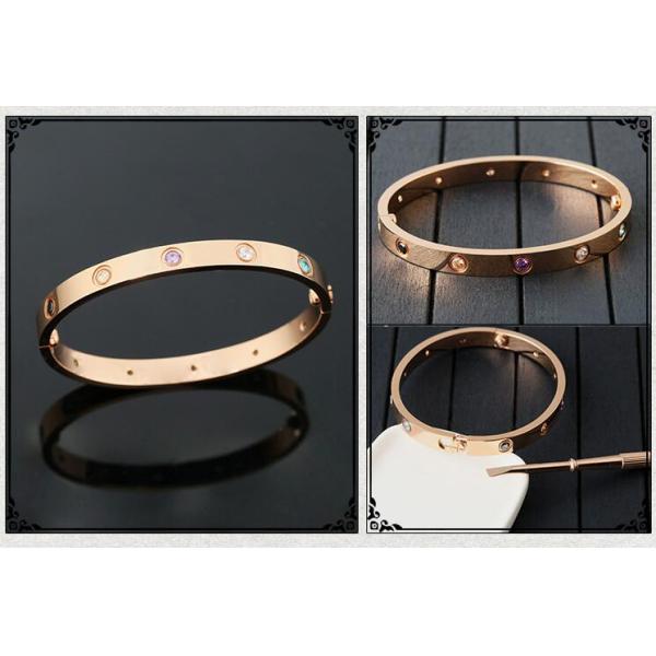 Hot Jewelry Round Bangle Gold Color 316L Stainless Steel bracelet, Coloe Dimond Bangle for women