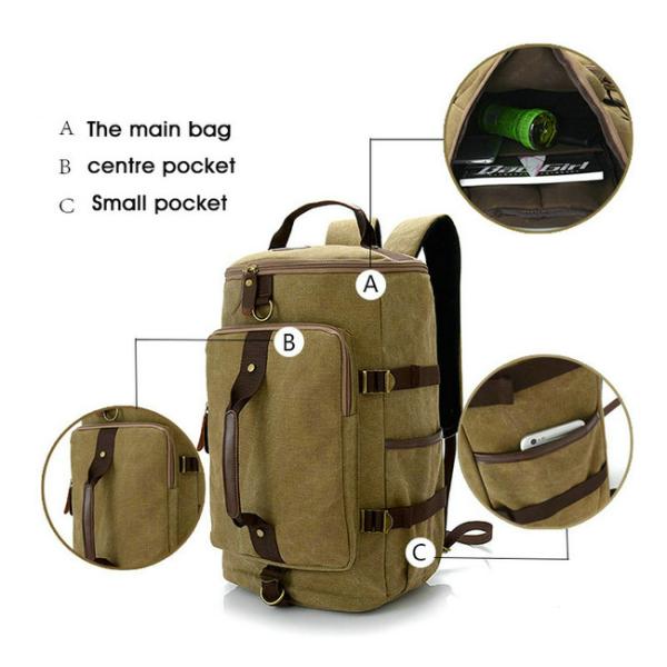Canvas Outdoors Sports Gym Bag Hiking Camping Backpack For Men