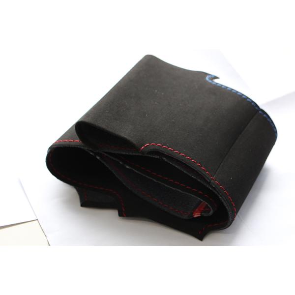 Black Suede Red Marker Steering Wheel Cover for BMW E90 E87 120i 130i 120d 30*15*5 cm
