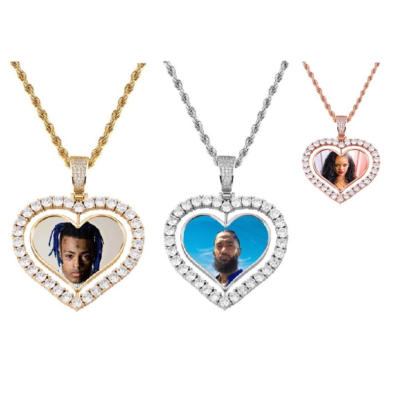 Rotary Sublimation Heart Necklace Picture Necklace For Women