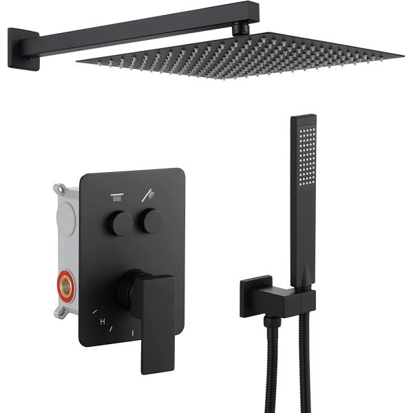 cUPC UPC Waterfall Water Saving Shower Head 8inch 10inch 12inch 16inch wall mount rainfall thermostatic mixer shower set