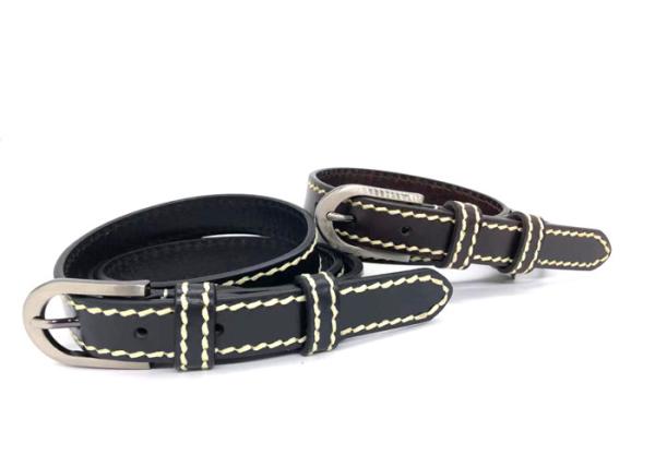 Eco - Friendly Womens Genuine Leather Belt / Slim Black Leather Belt