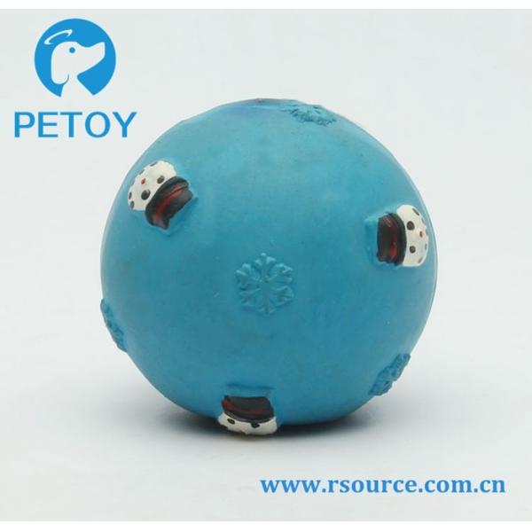 Latex blue Christmas squeaky dog ball toy