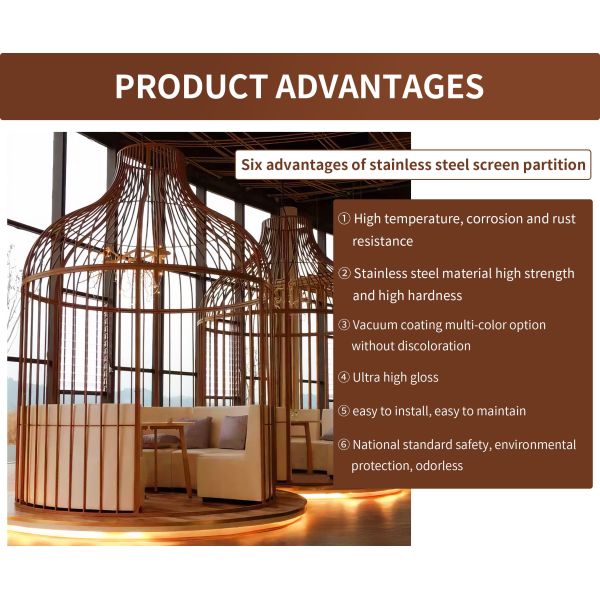 Polished Custom Stainless Steel Products Decoration Birdcage Booth For Hotel