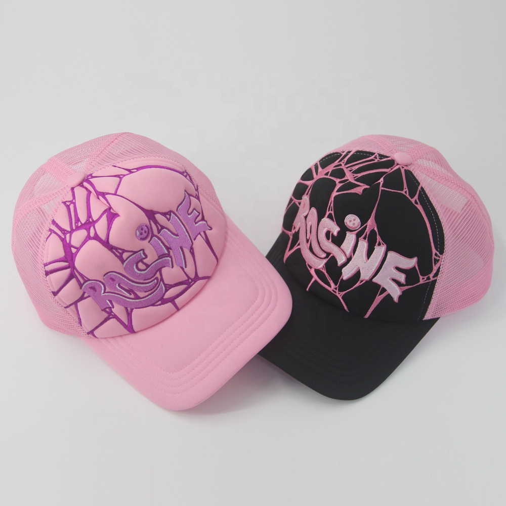 Foam Mesh Custom 3D Embroidery Trucker Hats Embroidered Full Embroidered
