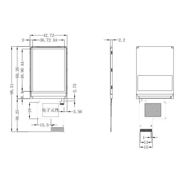 Интерфейса HMI машины COF 65K модуль человеческого Lcd Tft 2,4 дюйма без касания