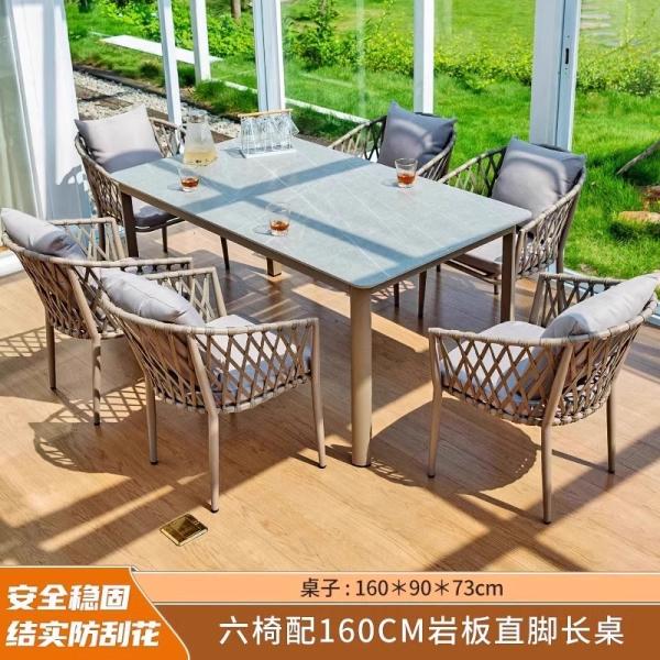 Luxury Nordic-Style Outdoor Furniture Premium Weatherproof Rattan Dining Set For Patio And Garden