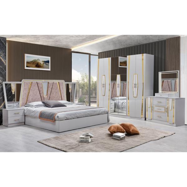 Foshan Wholesale Wood Frame Double Leather King Size Bed Suite Home Wooden Queen Full Cheap Modern Luxury Bedroom Furniture Set