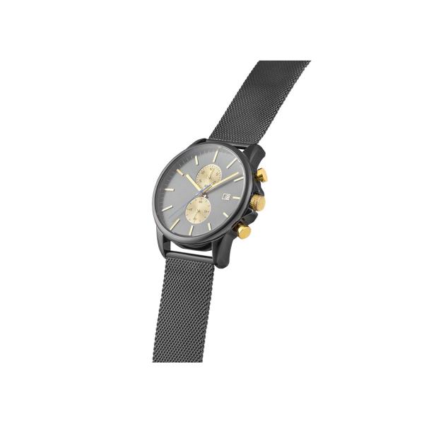 Mesh band stainless steel case men chronograph watch with 5atm water resistant