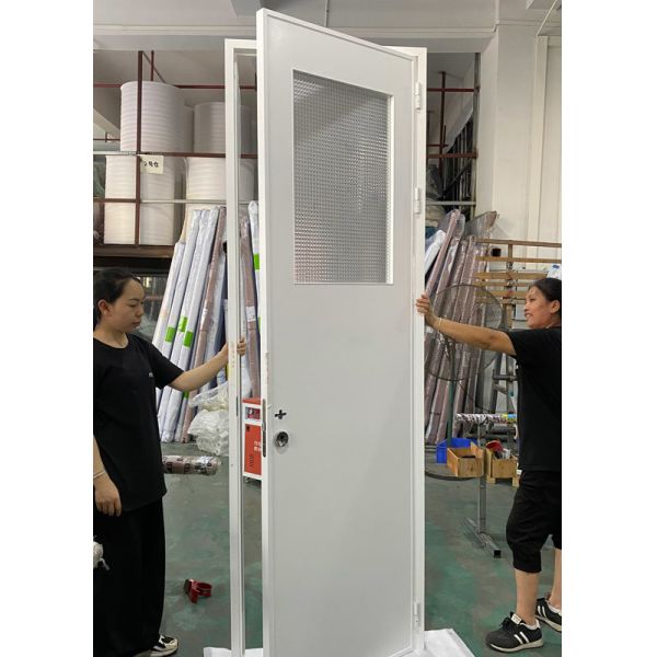 French-Inspired Aluminum Alloy Bathroom Door with 6063-T5 Frame and 8mm Tempered Glass – Moisture Resistant White Swing Door