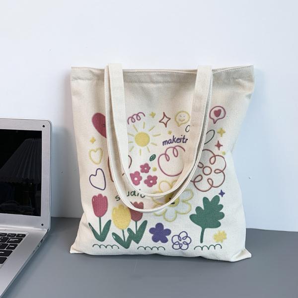 Cartoon Print Canvas Tote Bag for Daily School Life Eco Friendly and Customized Color