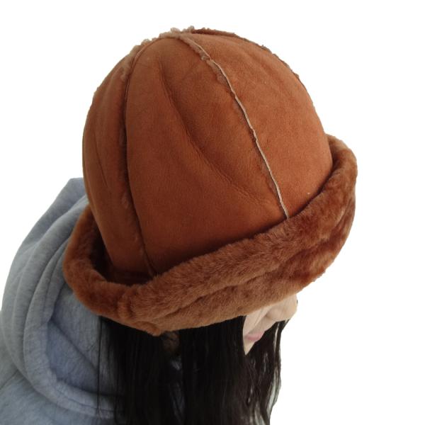Winter Double Face Sheepskin Beanie Hat Real Shearling 100% Wool For Women
