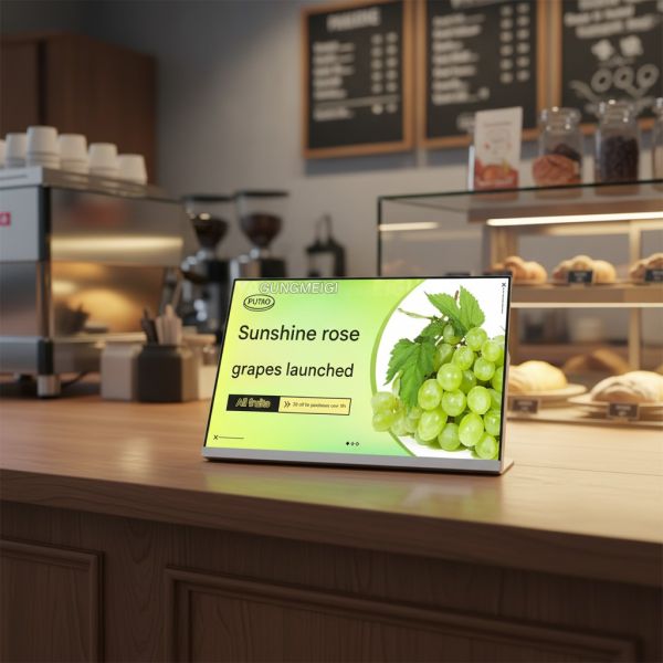 Wholesale 23.8 Inch Semi-Outdoor Table Stand Digital Menu Board Text Animation Plug Play OEM Cafe Bakery Fast Food Restaurants