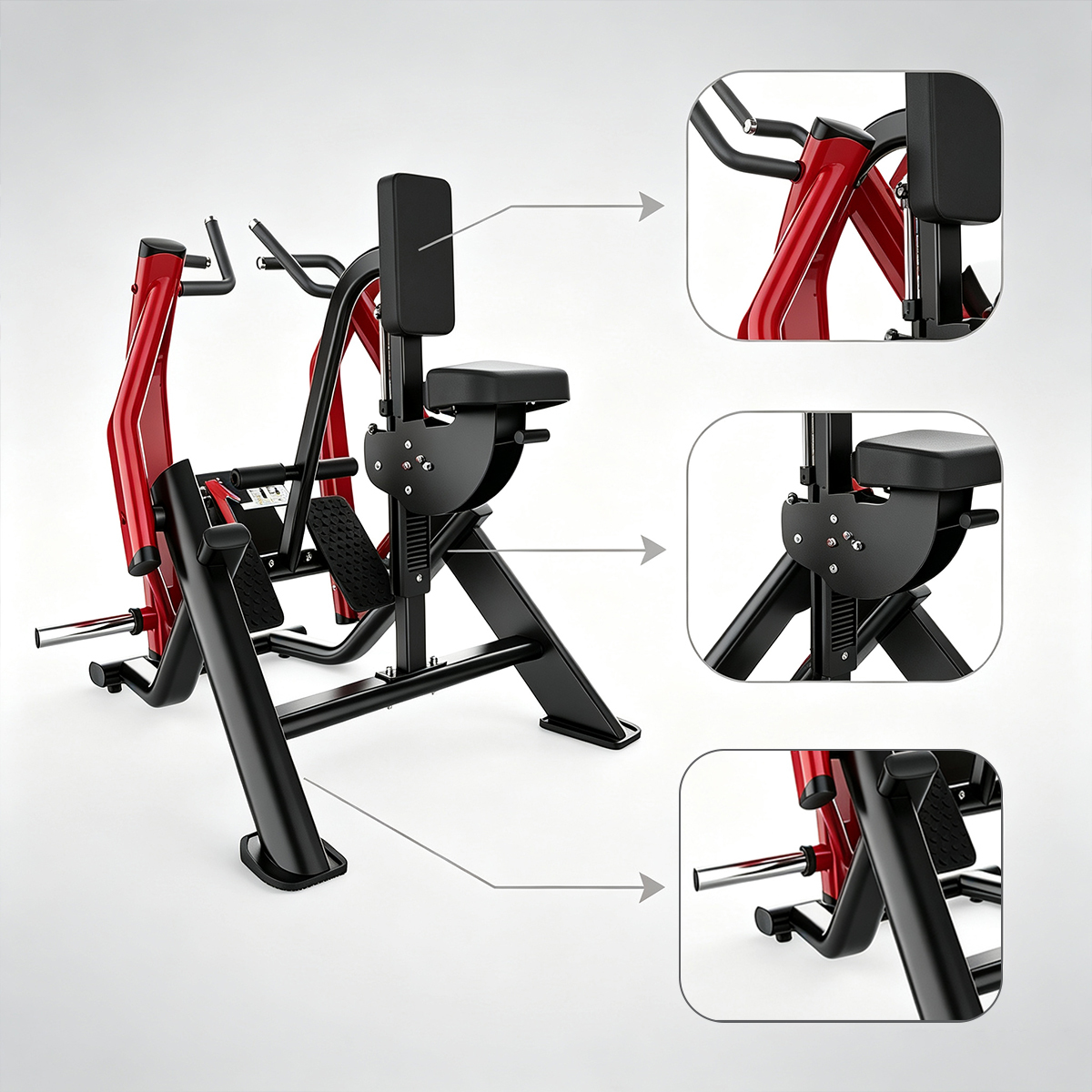 Gym Equipment Row Machine Gym Lat Back Strength Training Equipment Horizontal Row Trainer for Bodybuilding